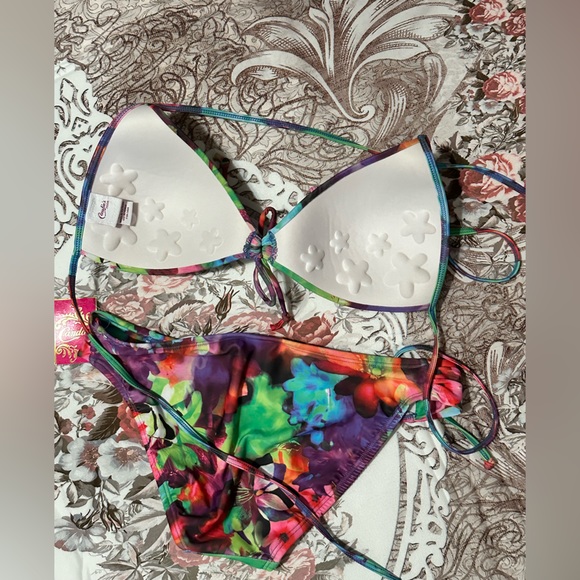 NWT Candies Juniors Multi Colorful Floral Bikini - Size XL Top & L Bottom - Picture 6 of 9
